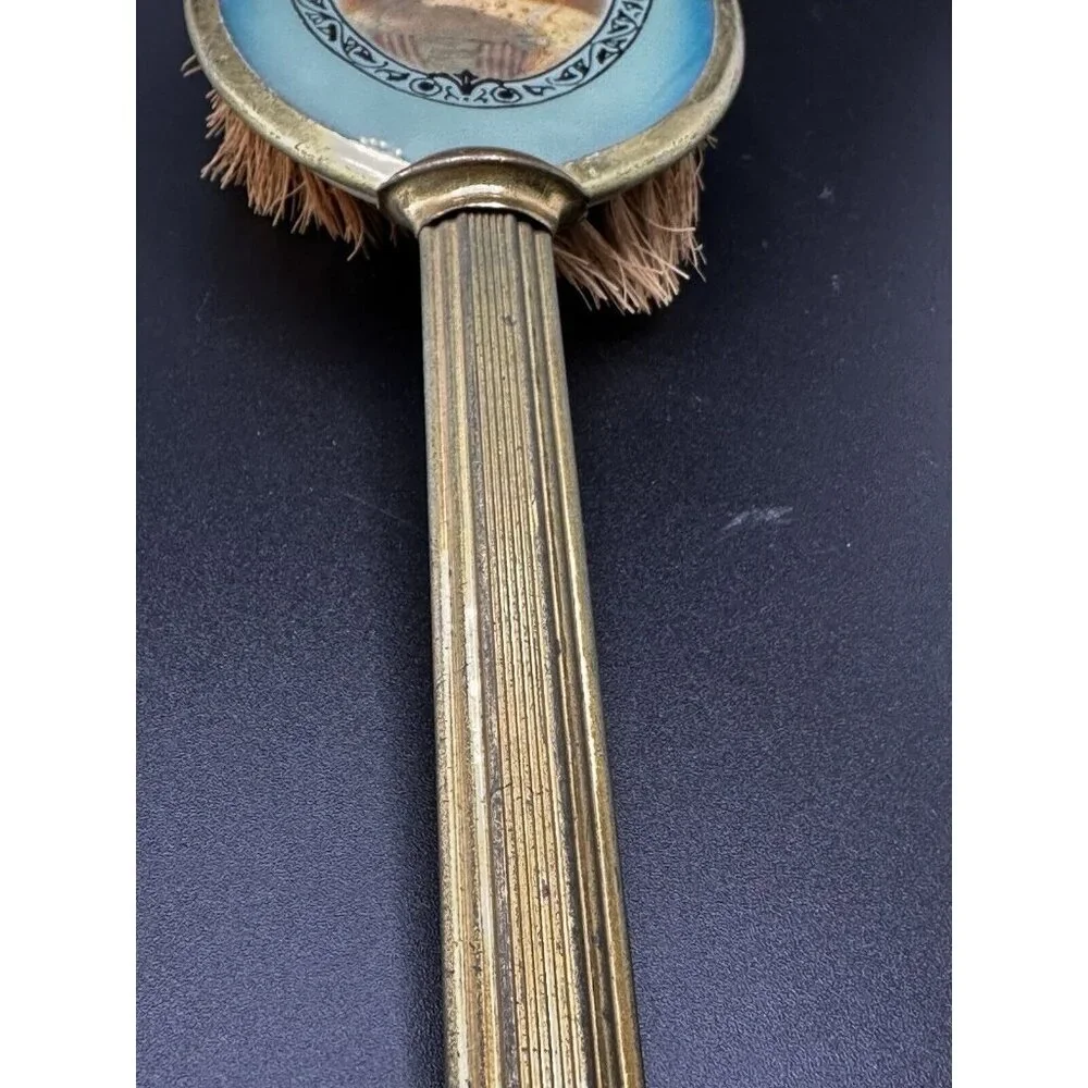 Vtg Antique French Lady Marie Antoinette‎ Boudoir Long Handle Brush 1920s Coarse